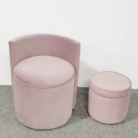 Pink Velvet Nested Ottoman