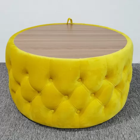 Tufted Coffee Table with Wood Top